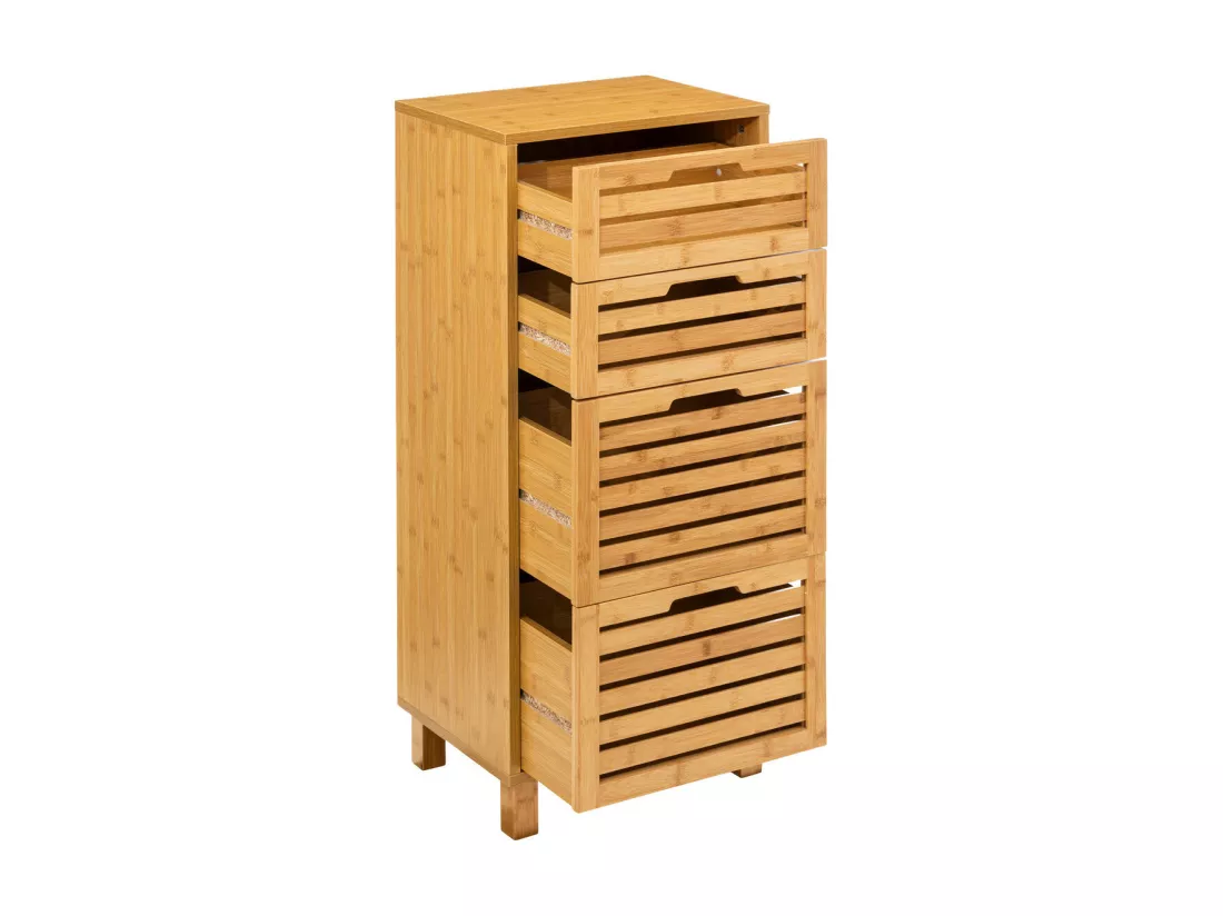 Meuble de rangement en Bambou 4 Tiroirs H 97.5 cm