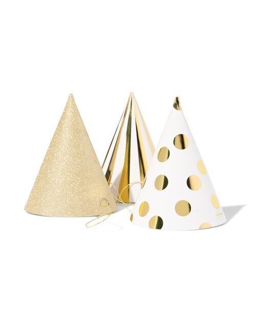 8 chapeaux de fête Ø7.5x10 cm doré