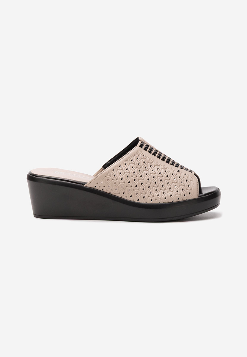 Mules compensées femme beige Zoia