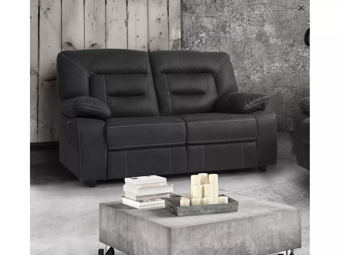Canapé de relaxation en nubuck gris foncé Korsa-2 places fixe