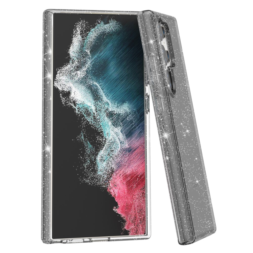 Samsung Galaxy S24 Ultra Hybrid Hardcase Schutzhülle im Glitzer Design - Grau / Transparent