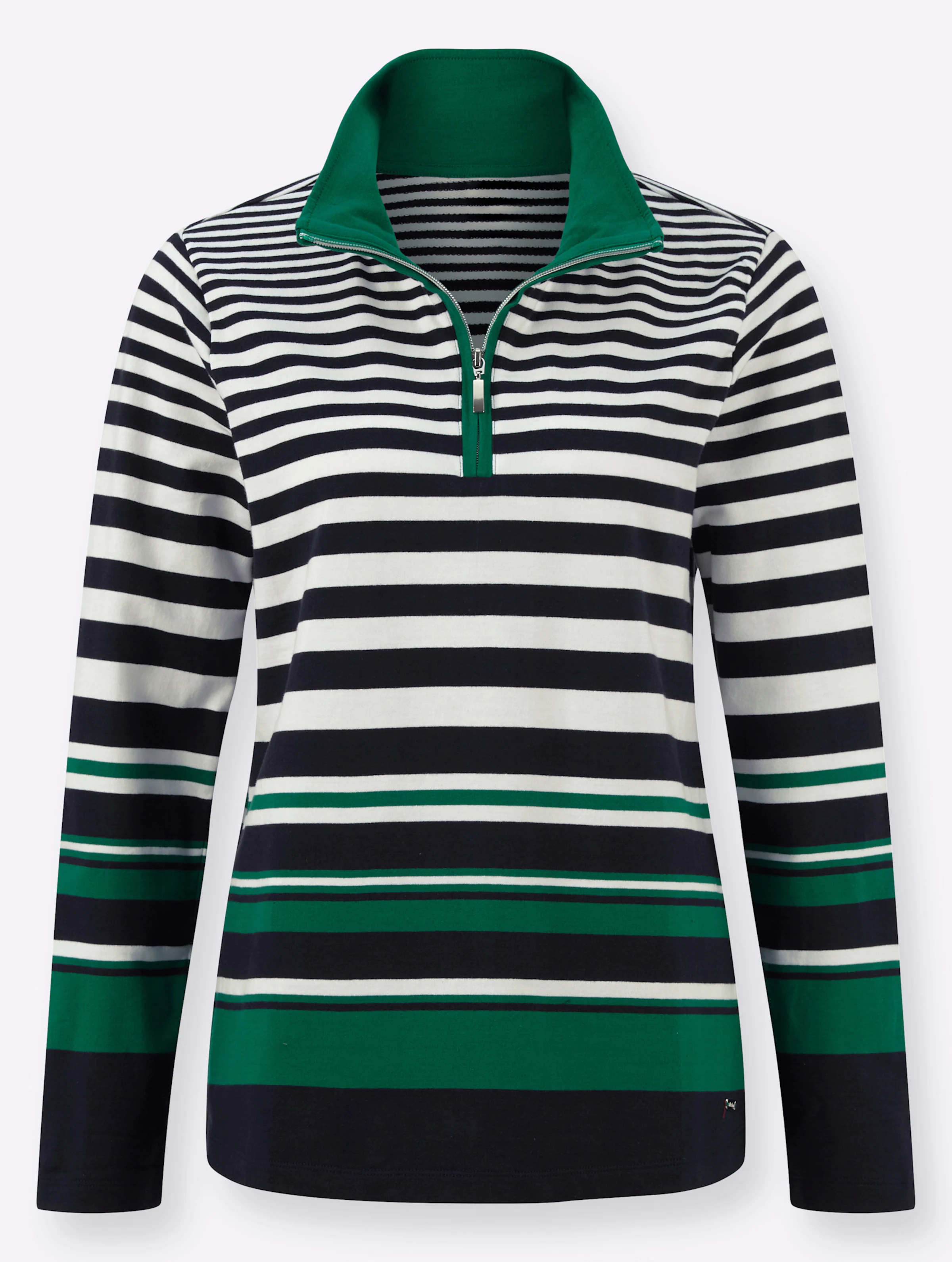 Sweatshirt in marine-dunkelgrün-gestreift