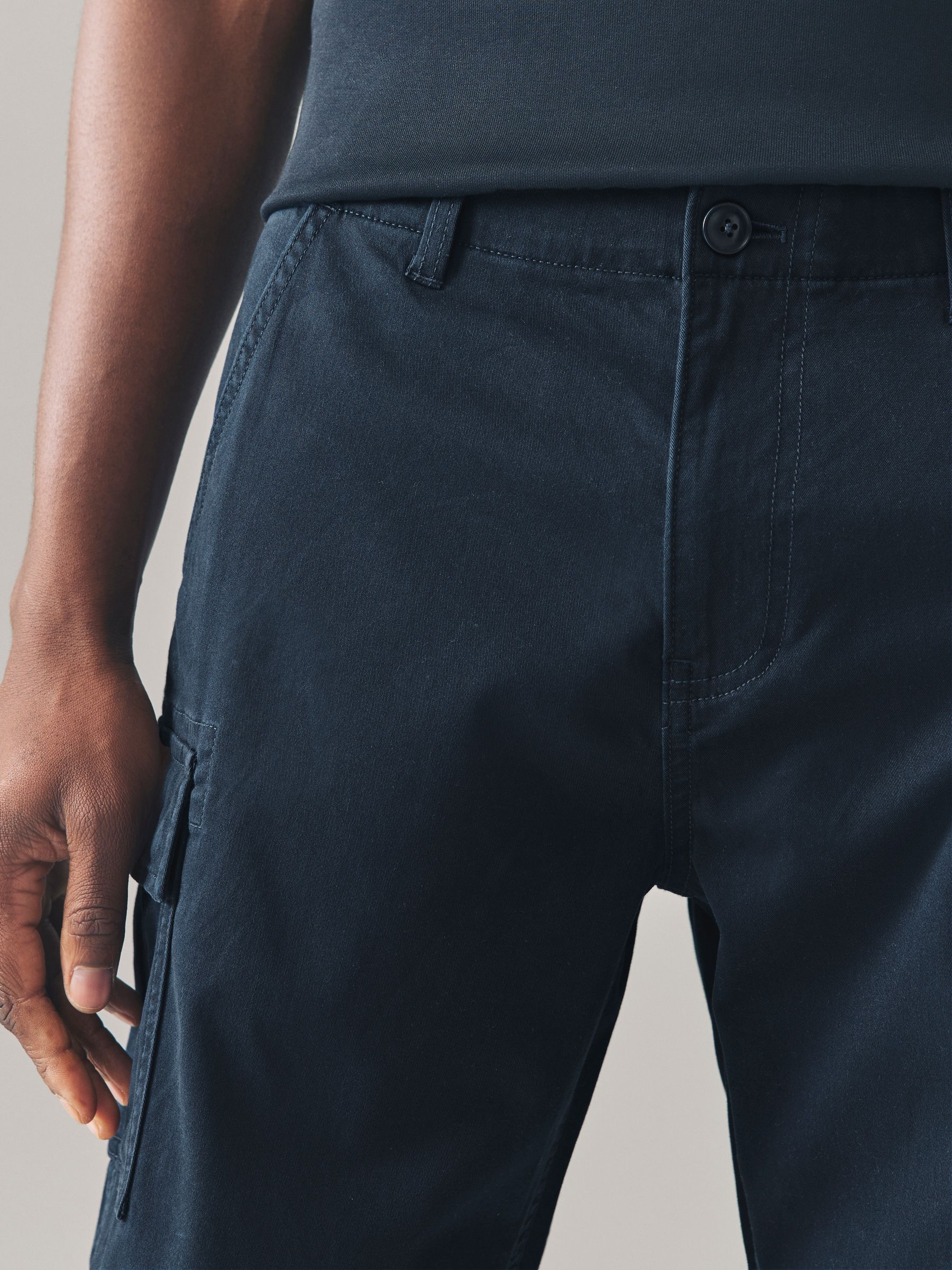 Marineblauw/antraciet - Stretchy Korte cargobroek
