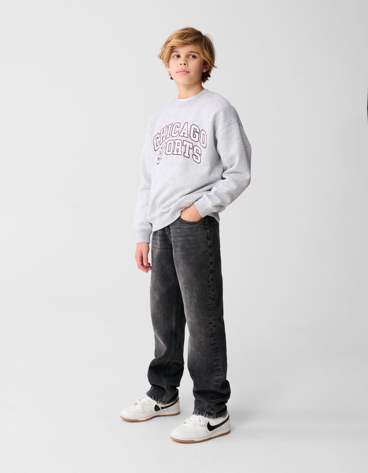 Chicago Artwork Sweater Lichtgrijs