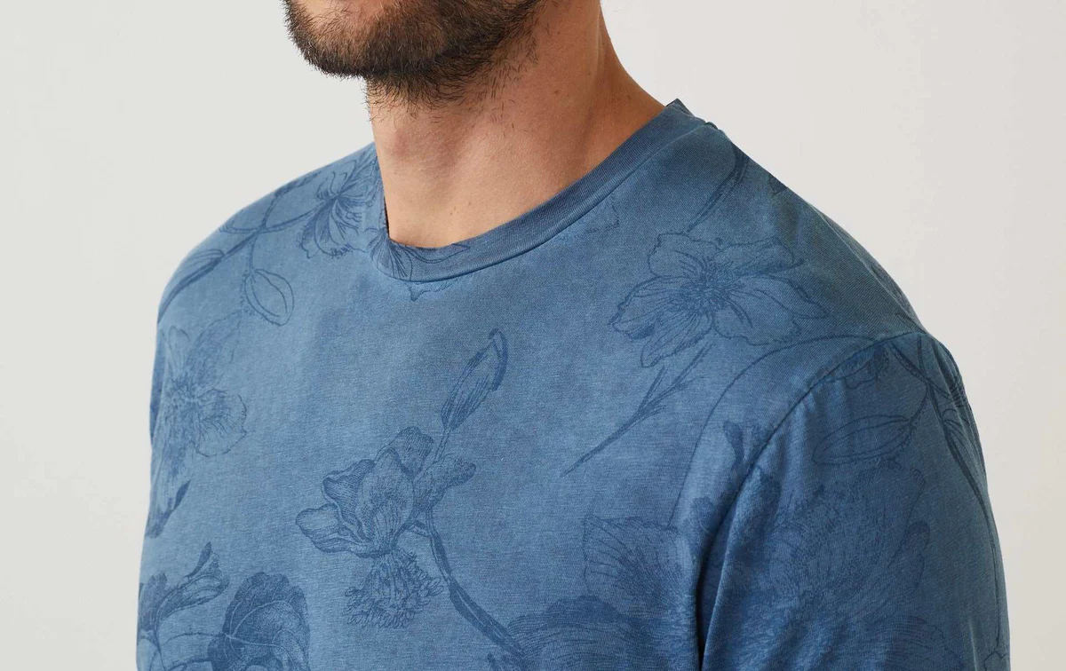 T-shirt col rond manches courtes bleu 