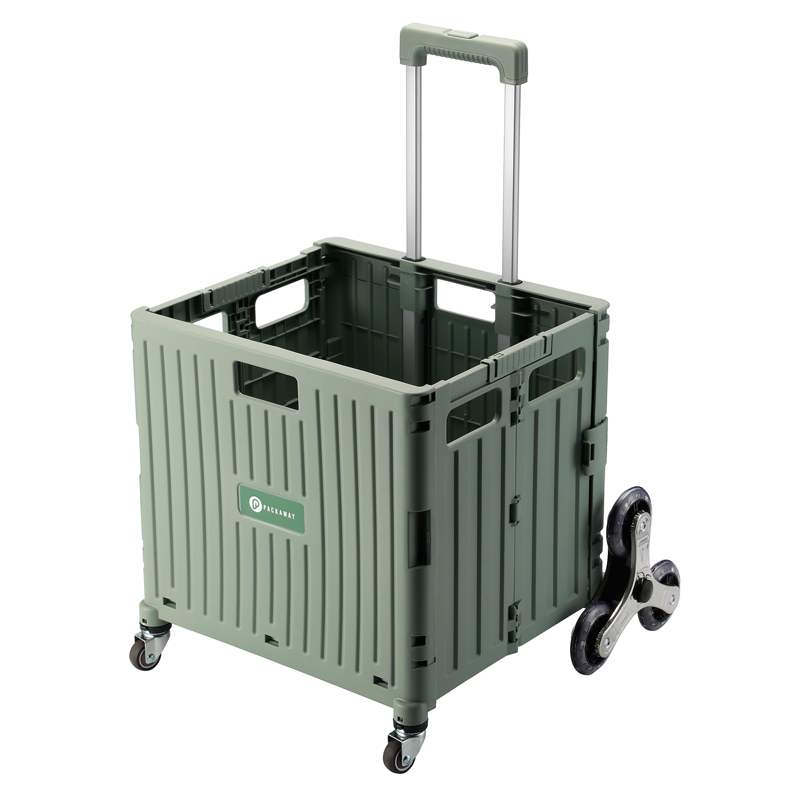 Packaway 50 liter boodschappentrolley met trapwielen - Green