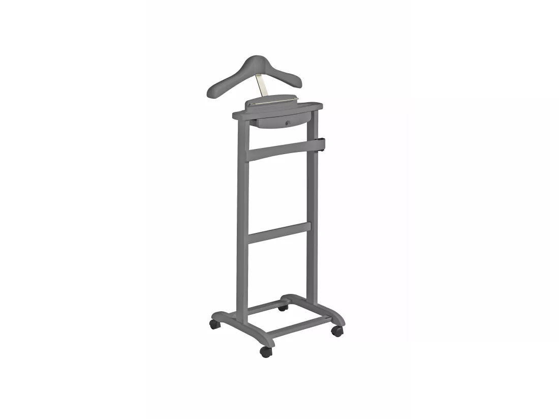 Valet de nuit à roulettes - H110cm x L47cm x P35cm - hêtre massif gris - Rennes