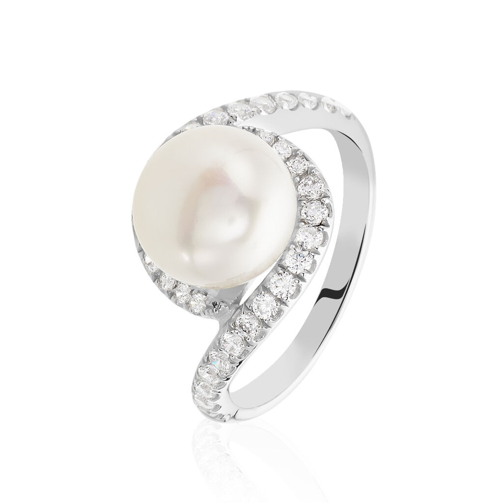 Bague Loris Argent Blanc Perle De Culture Et Oxyde De Zirconium