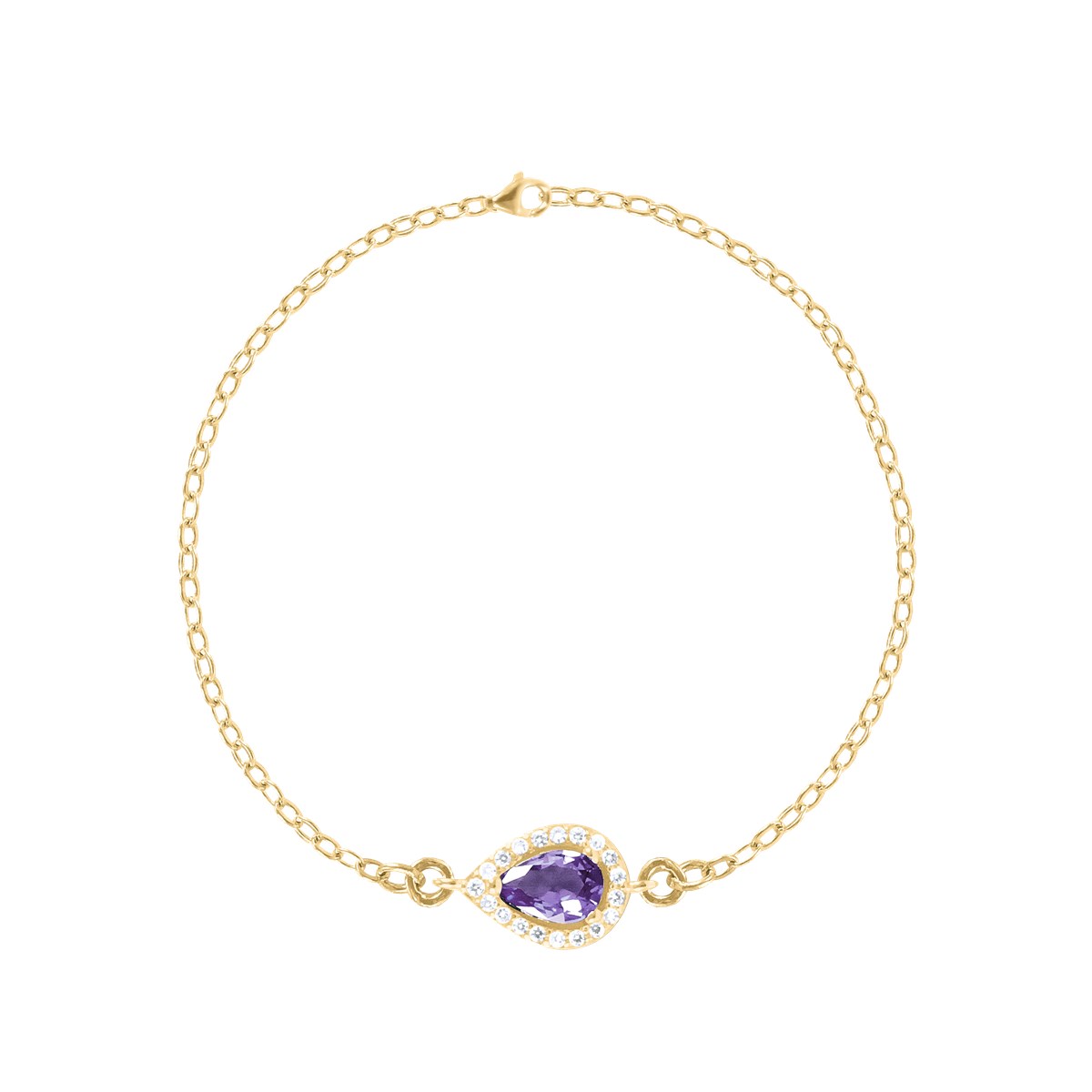 Bracelet plaqué or avec oxydes de zirconium teinte améthyste