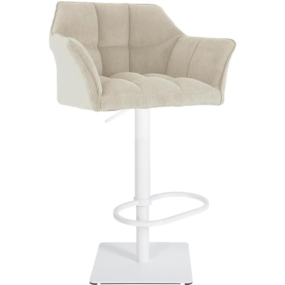 CLP Barkruk Damaso wit Frame - Ribstof - creme