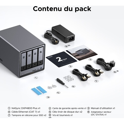 Serveur NAS Ugreen 4 baies DX4800 Plus Gris anodisé