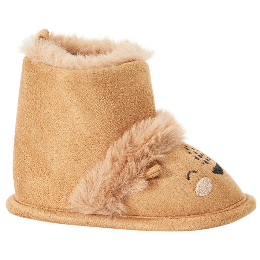 Chaussons bottes fourrés lion pour bébé garçon