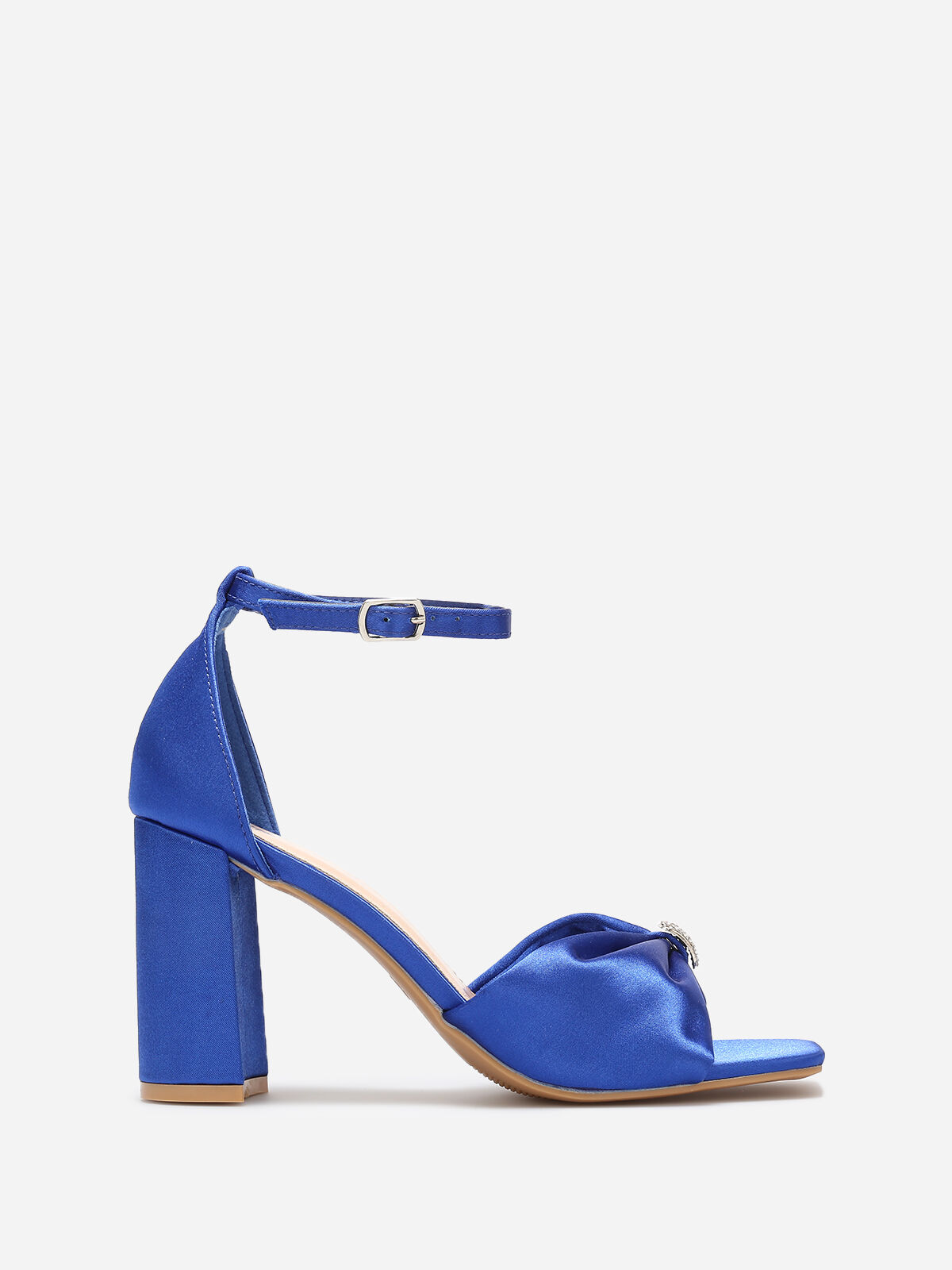 Sandales avec bride noeud à strass- Bleu