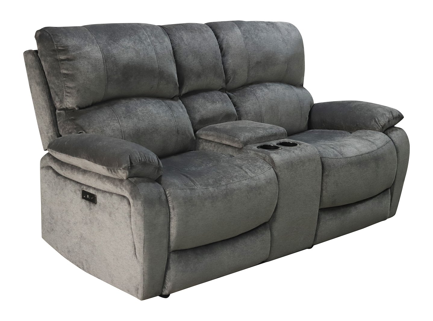 Denver 2-seter TV sofa Tekstil Slowly Mørk Grå. Med midtkonsoll, elektrisk regulering