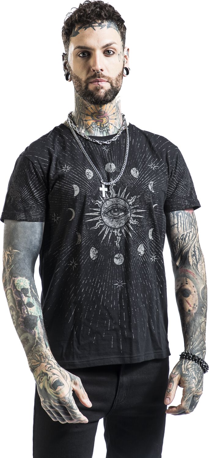 T-shirt avec phases de la Lune & Soleil | Gothicana by EMP T-Shirt Manches courtes
