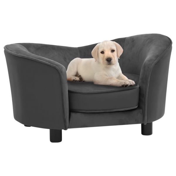 Sofá para Cães 69x49x40cm Pelúcia/couro Artificial Cinza-escuro - 171033