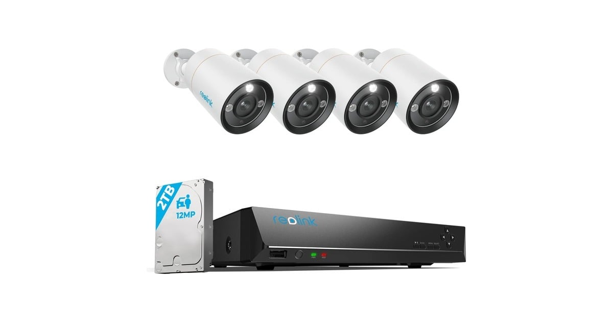 ReolinkRLK8-1200B4-A-4MM beveiligingsset beveiligingscamera  (Wit, 4 stuks, 12 MP, PoE, 2 TB)
