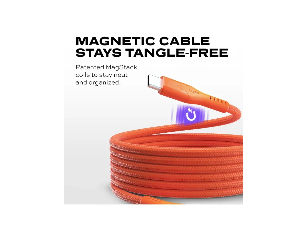 (1m) 100W MagStack Pro USB C auf USB C Magnet Nylon Ladekabel Power Delivery Datenkabel (PUP-0550-3FT-CC-ORG) - Orange