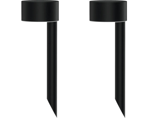 LED Solar Padverlichting Set 60 lm Baseline RVS zwart H 240 mm 2 stuks