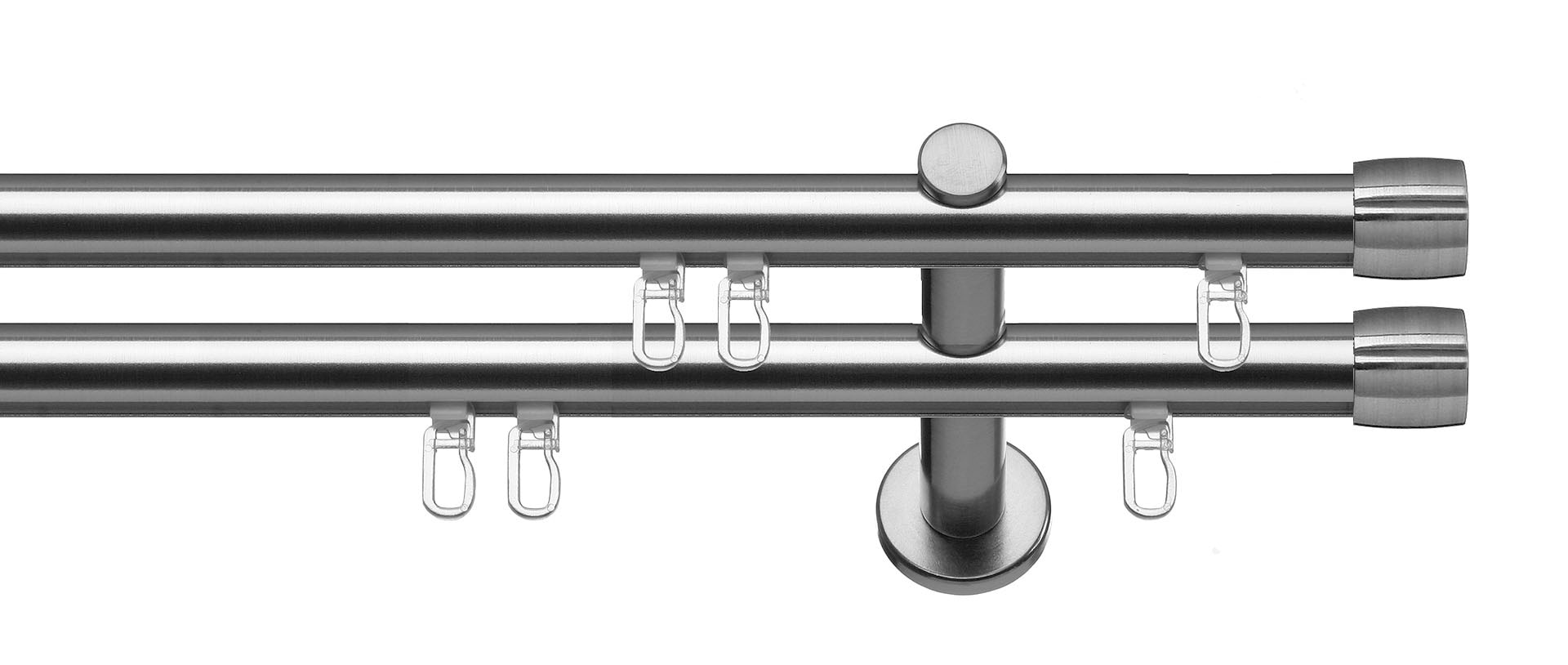 GOODproduct Gardinenstange »Kappe 2-Lauf« Ø 20 mm 2 läufig-läufig Fixmass Innenlauf Komplett-Set inkl. Gleitern und Montagematerial