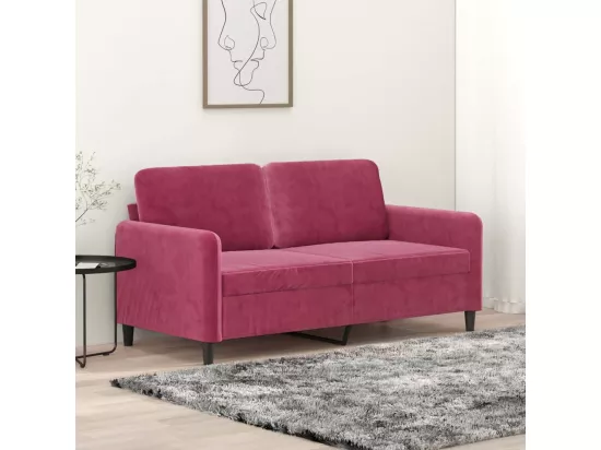 Canapé à 2 places Rouge bordeaux 140 cm Velours