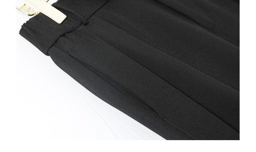 Sinlarity - Mid Rise Plain Cropped Tapered Dress Pants