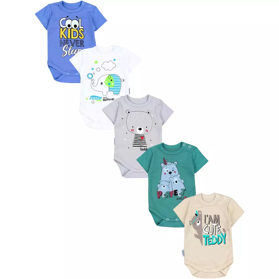 TupTam Baby Kurzarm Body mit Aufdruck Spruch 5er Pack blaugrau