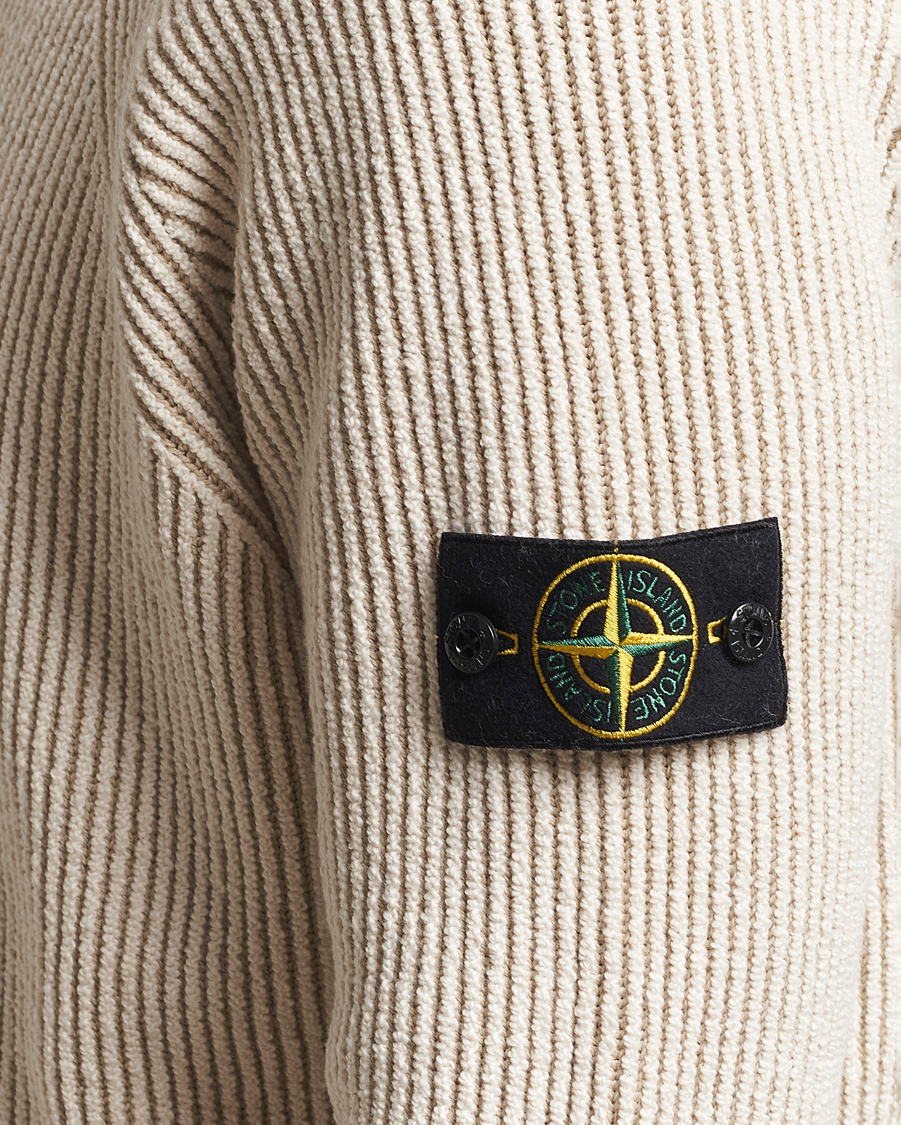 Stone Island Vanisé Full Rib Wool Crew Neck Ivory