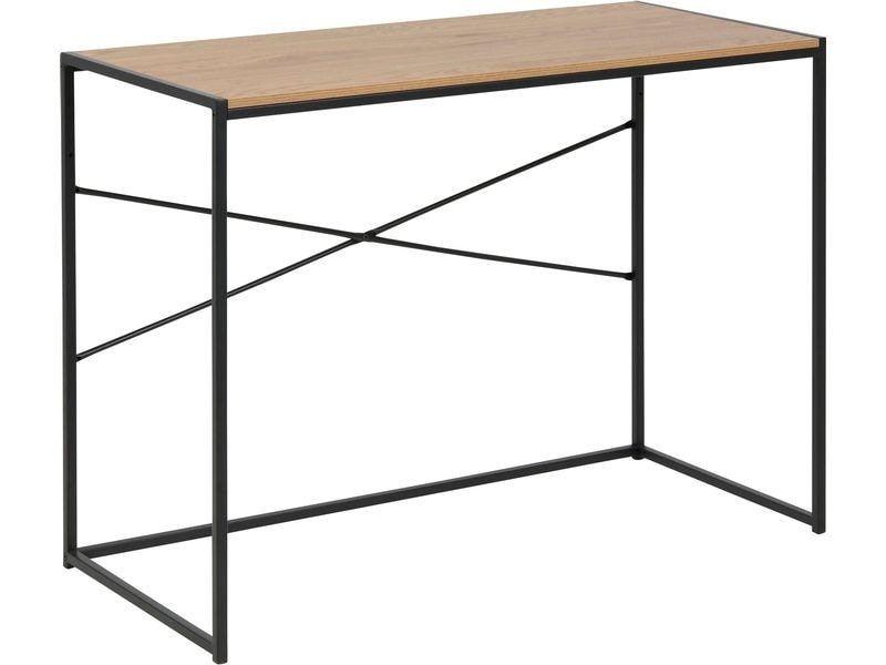 AC Design Tisch Seaford, Schwarz matt / Wildeiche matt Bürotisch im modernen Industriestil