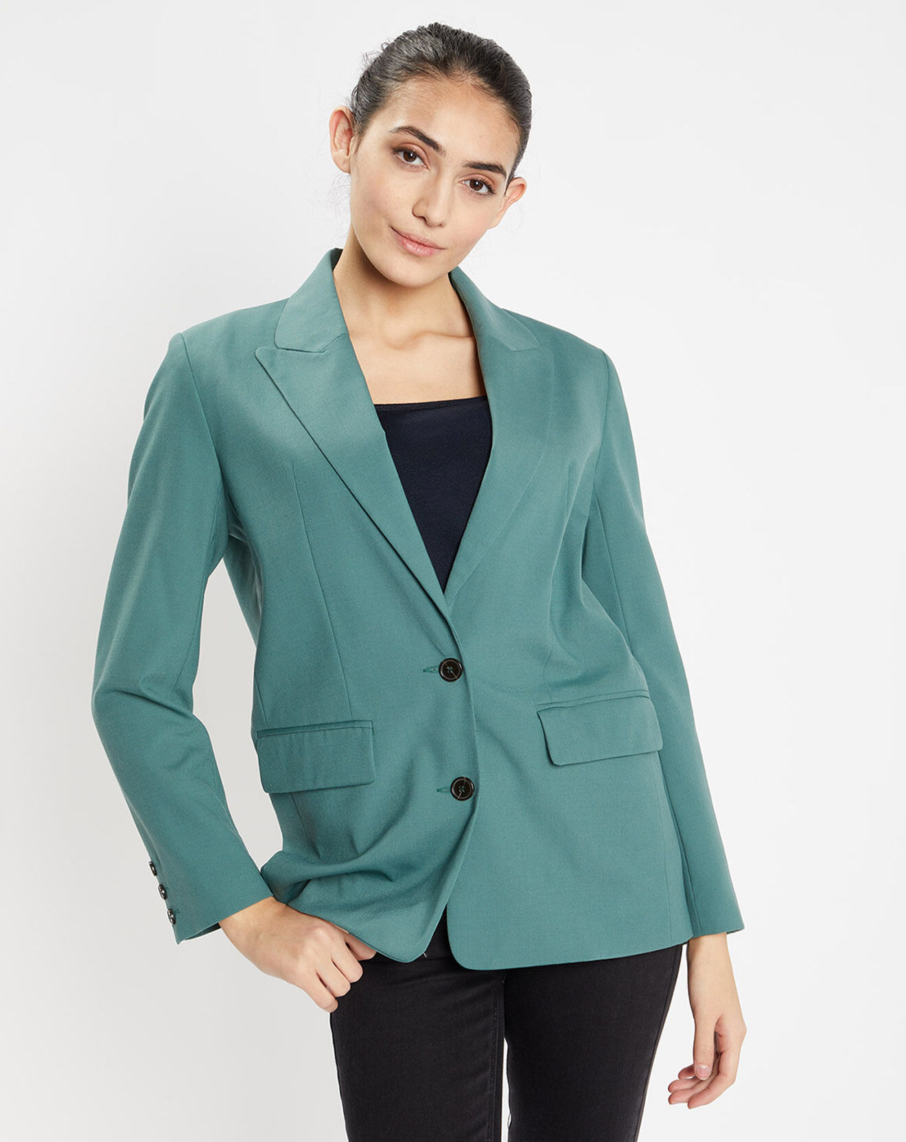 Galeries Lafayette Blazer droit en Laine mélangée Cléo Oversize vert