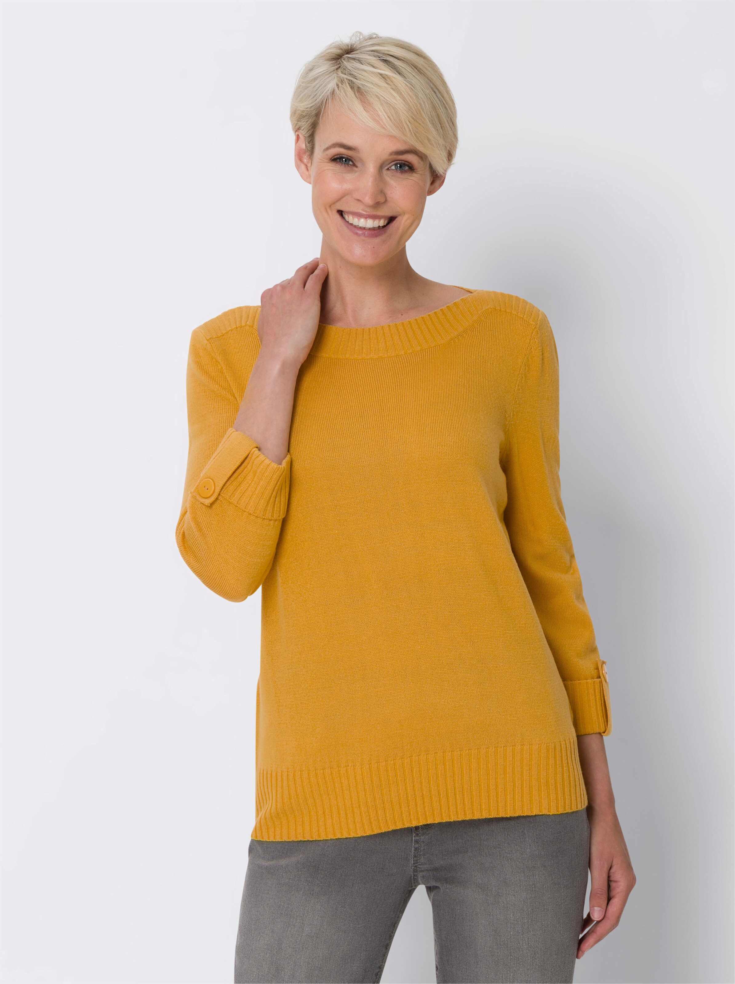 34 Arm-Pullover mit U-Boot-Ausschnitt
