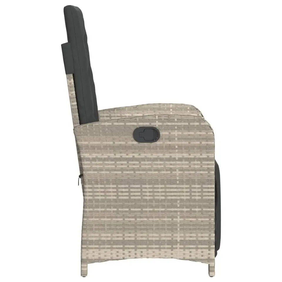vidaXL - Verstelbare tuinstoelen en voetensteun - Grijs - Poly rattan - 2 stuks