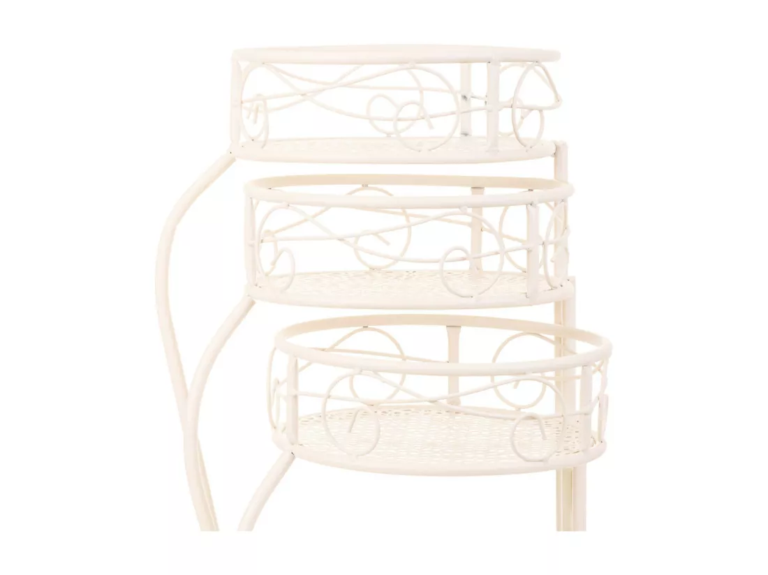 Support 3 casseroles en fer forgé blanc 29x23x65h cm