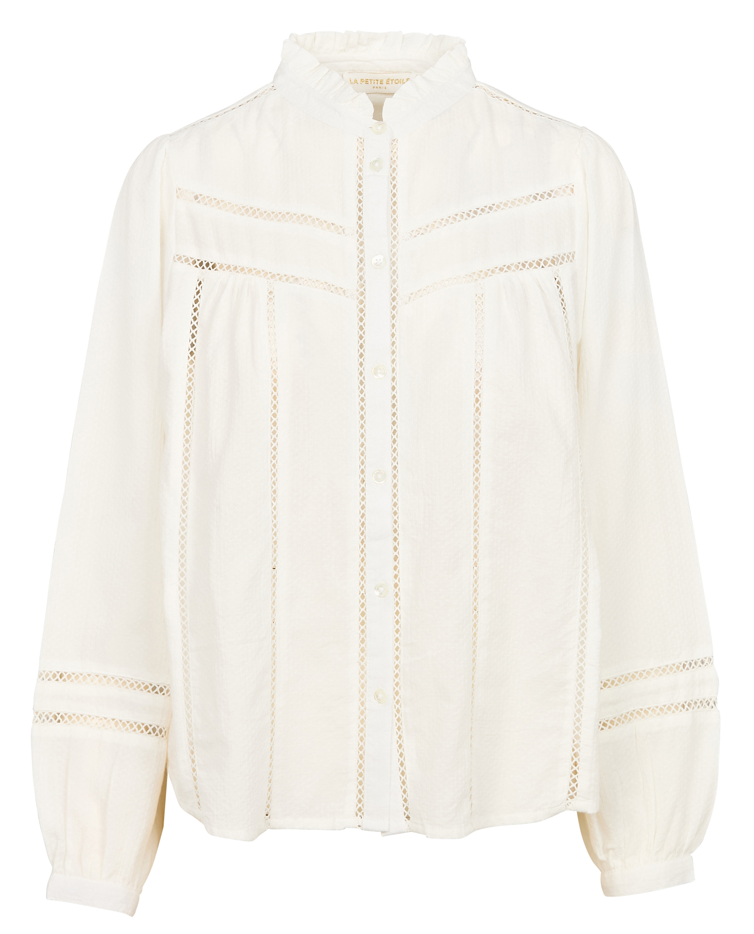 BONNY - Chemise col victorien droite en coton | Beige