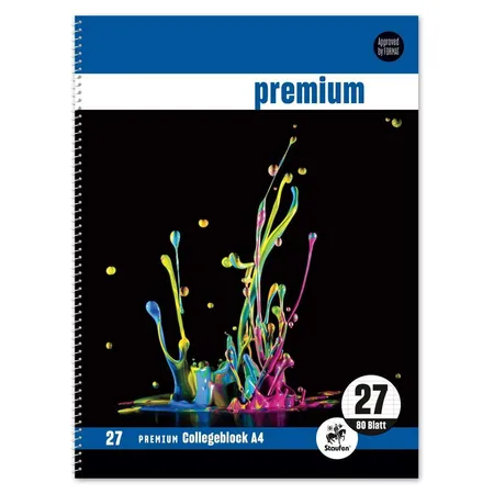 Staufen Premium Collegeblock Lin27 A4 80 Blatt 90g/qm 9mm liniert mit RL 4Motive