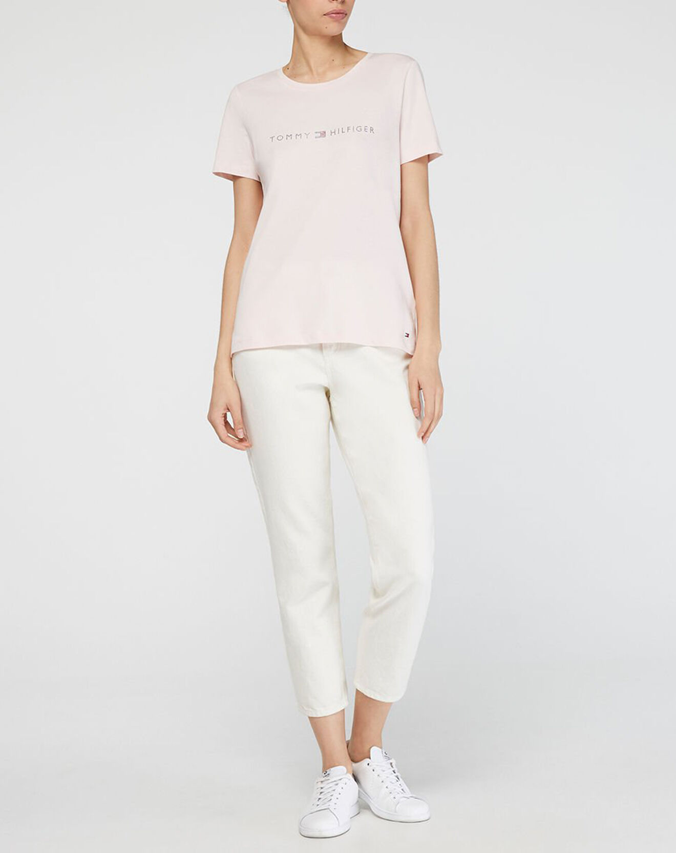 Tommy Hilfiger T-Shirt Basic Logo Paillette rose poudré