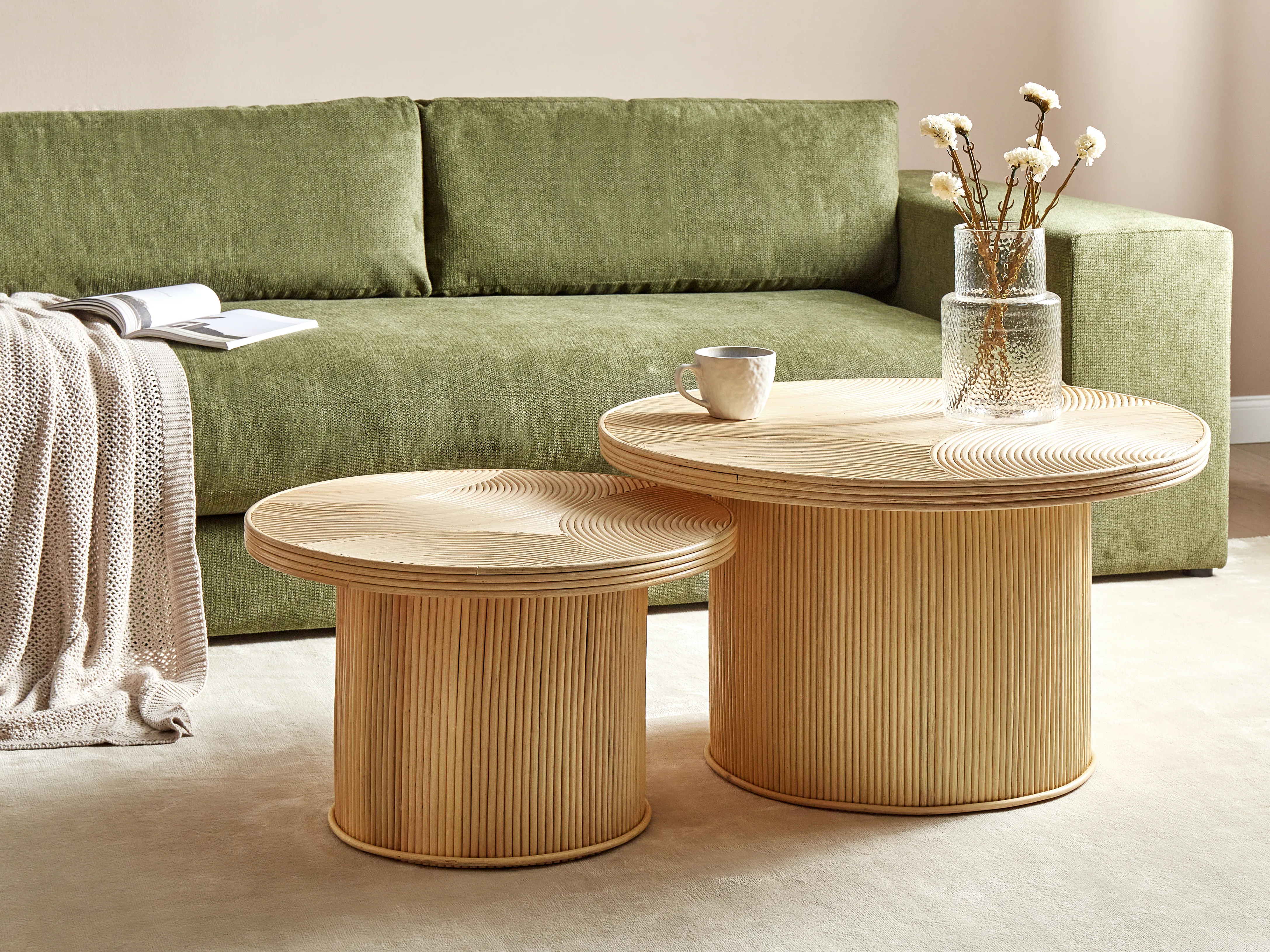 Set van 2 salontafels ILIOS Rotan Natuurlijk