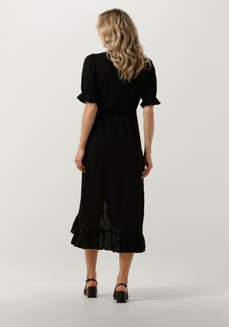 OBJECT zwarte object midi jurk objammie s/s wrap long dress