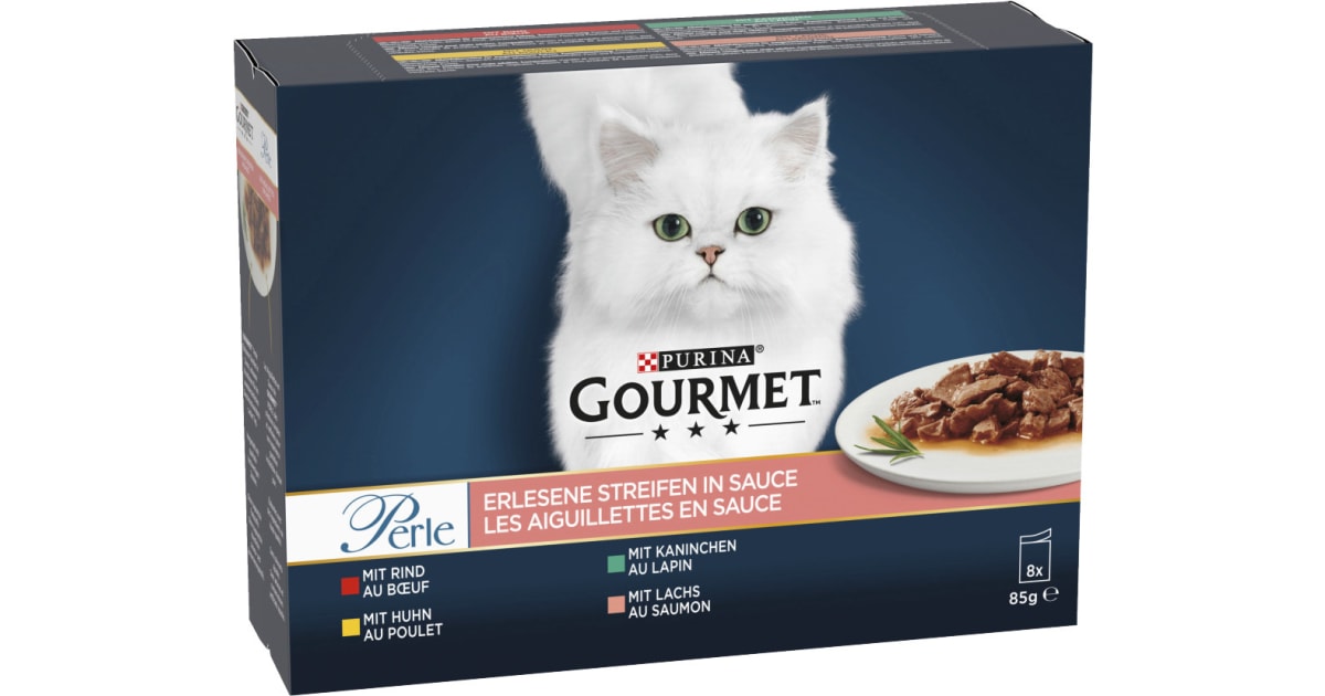 PURINA Gourmet Perle Rind Huhn Lachs Kaninchen 8x 85 gr