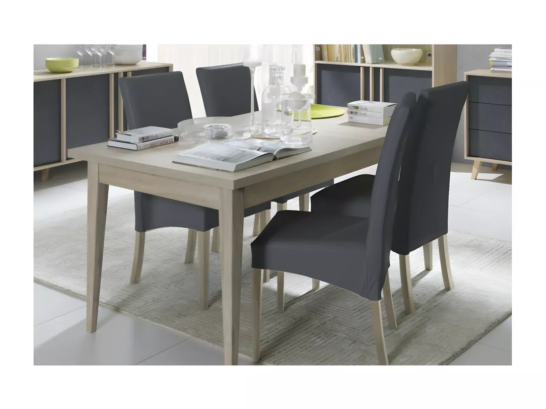 Table extensible salle à manger MALMO coloris chêne clair