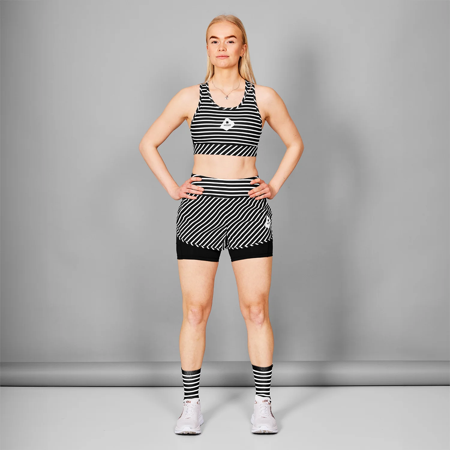 saysky stripe pace 2 in 1 shorts 3 dame 003 stripe