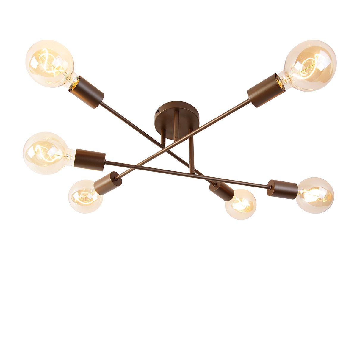 Industriële plafondlamp donkerbrons 6-lichts - Sydney