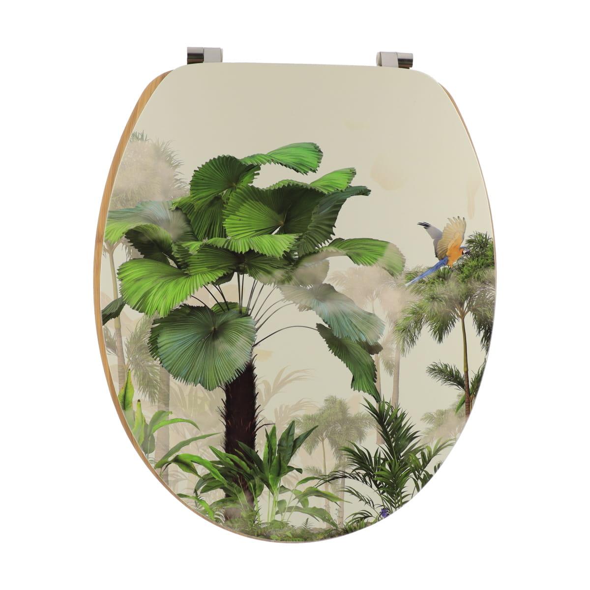 ABATTANT WC IMITATION BAMBOU ATTACHES ACIER INOXYDABLE OASIS