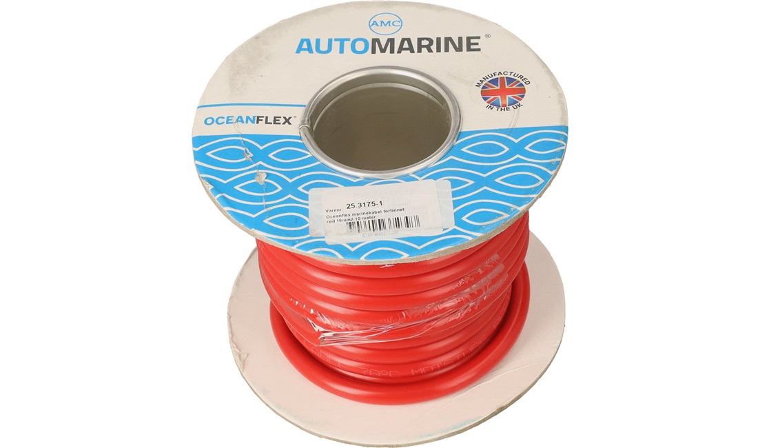 Oceanflex marinekabel rød 16mm2 10 m fortinnet