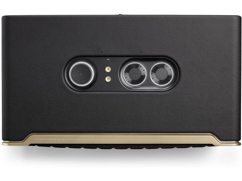 JBL Bluetooth Speaker Authentics 500 Schwarz HiFi-Smart-Home-Lautsprecher mit WLAN, Bluetooth und Sprachassistent im Retro-Design