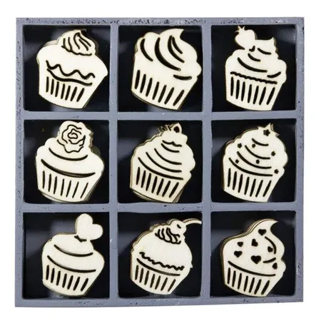 BRUNNEN Holzbox Ornament Cupcakes, 45 Stück