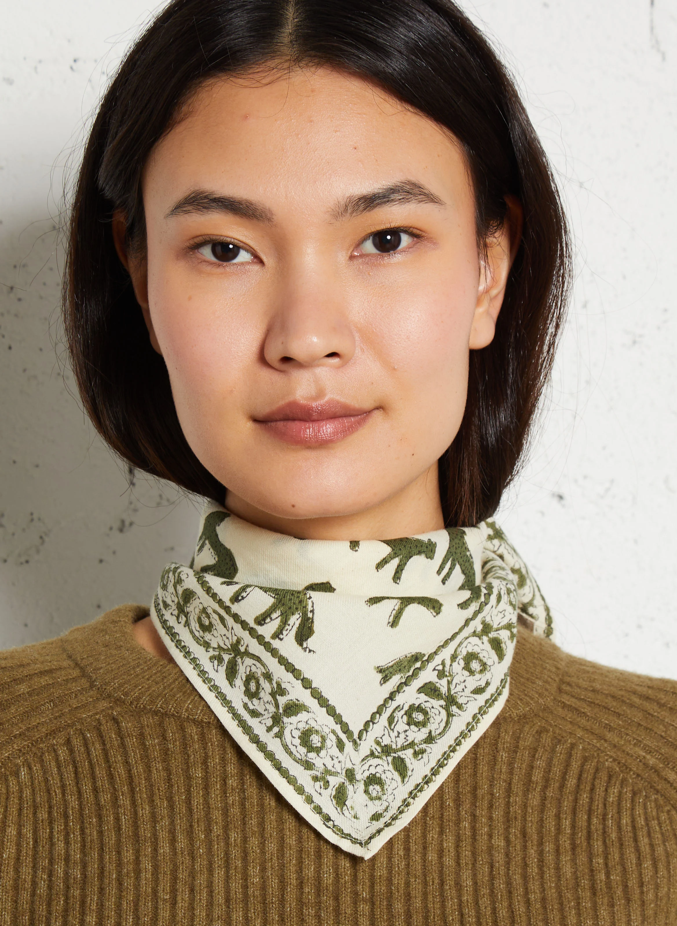 MANIKA - Foulard imprimé en coton| Vert