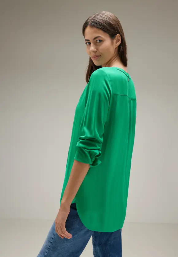 Longbluse in Unifarbe - dark cameo green