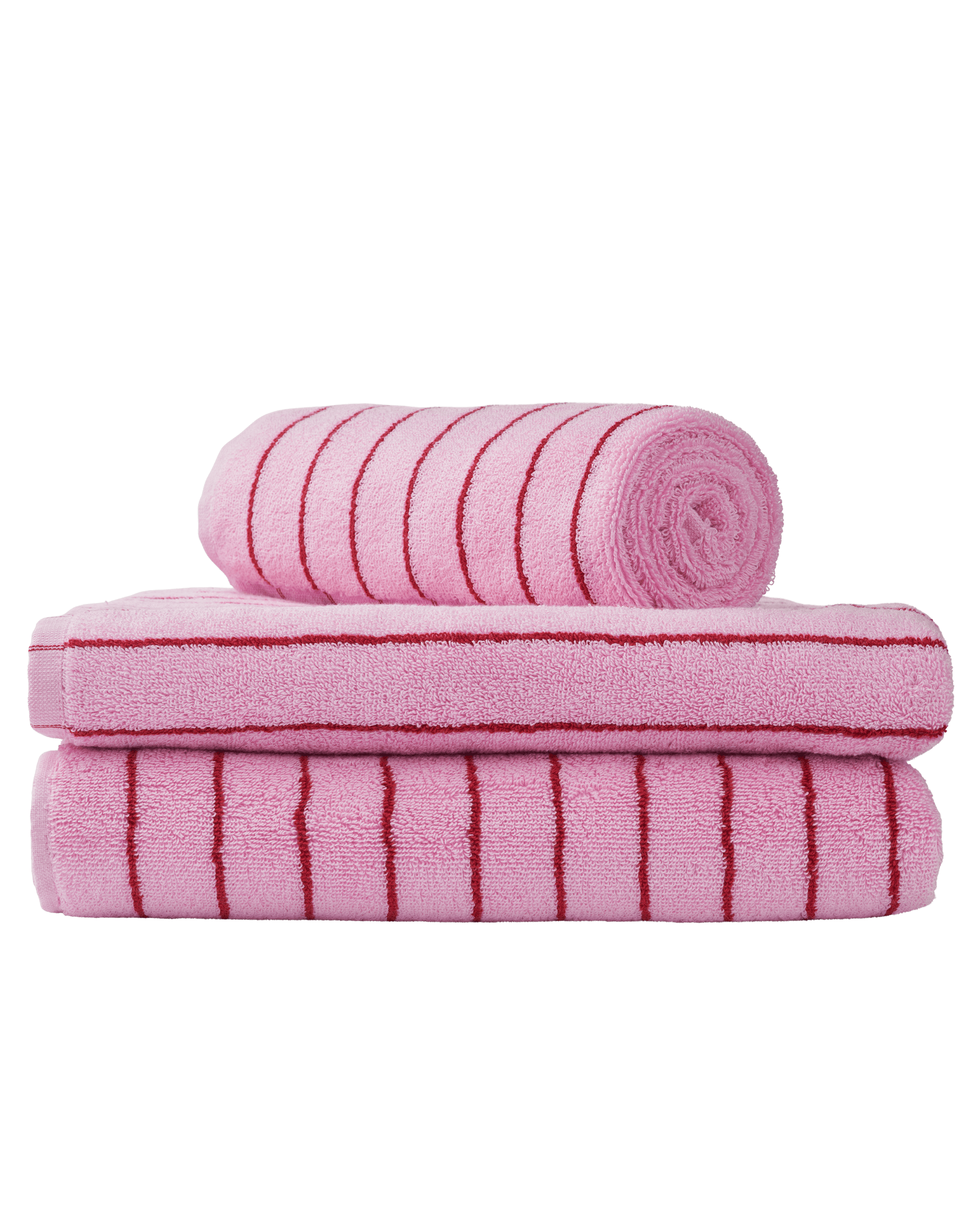 Bongusta  Naram håndklæde - Baby Pink & Ski Patrol Red