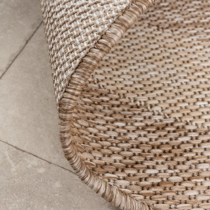 Rond In- & Outdoor vloerkleed - Sierra Frame Beige/Creme